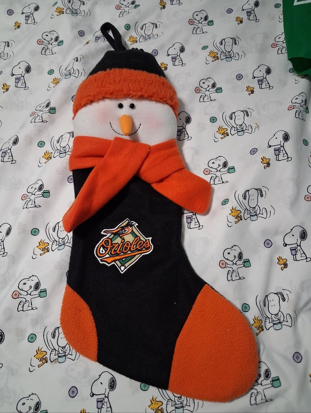 Vintage 2000s Scottish Christmas MLB Baltimore Orioles Snowman Stocking